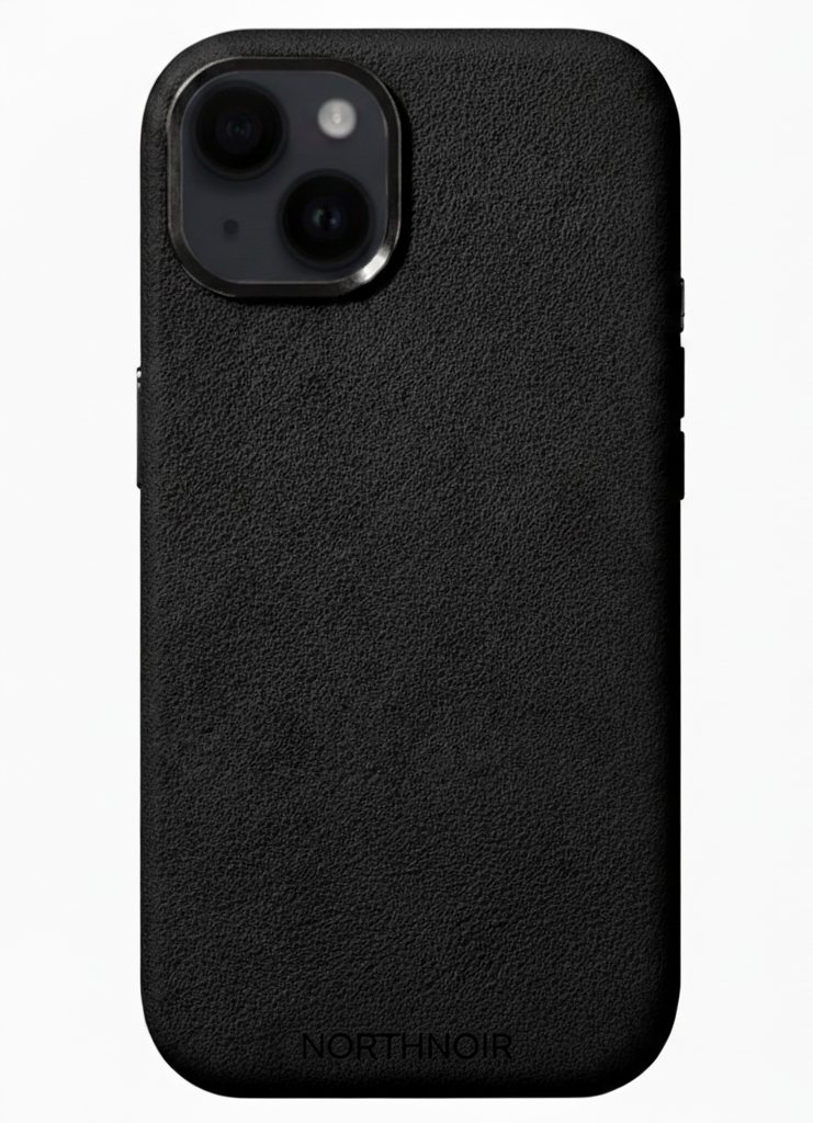 Black phone 15 case with 'NORTHNOIR' branding on a white background